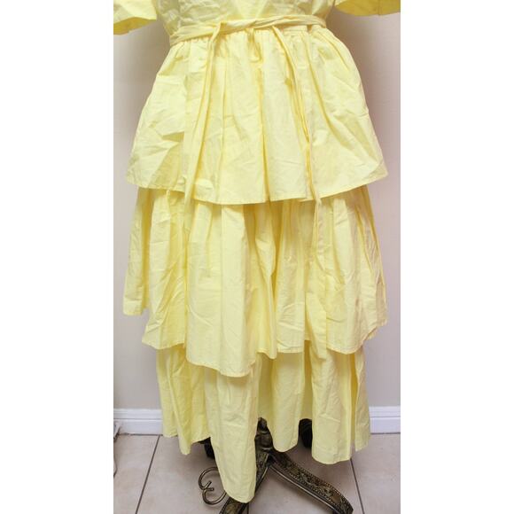 Madeleine Simon Yellow Fibonacci Tiered Princess Dress Size Large - Picture 7 of 9